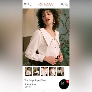 Rihoas White Large Lapel Shirt Size: Medium